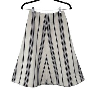 Cameo Women's White Black Purple Vertical Stripe A-Line‎ Midi Skirt Size XS
